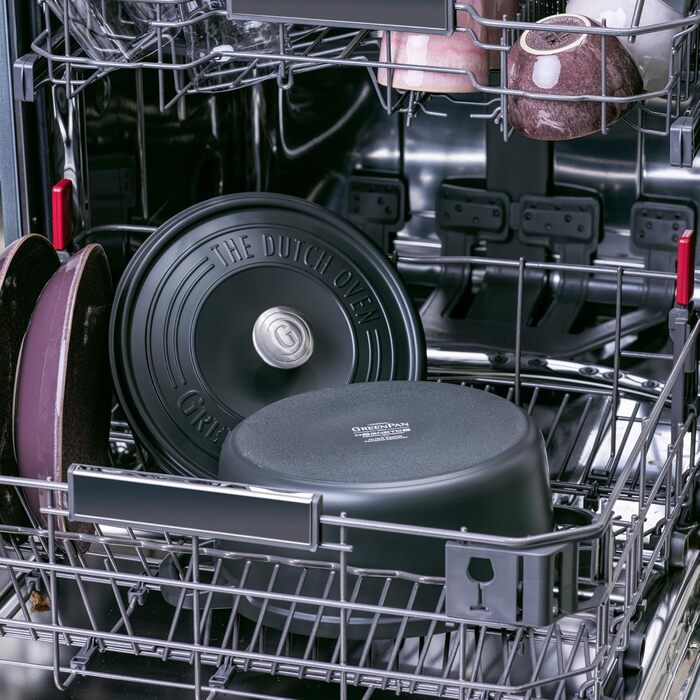 GreenPan Featherweights: каструля з кришкою, керамічне антипригарне покриття, індукція, піч, 28 см, 6 л (сірий)