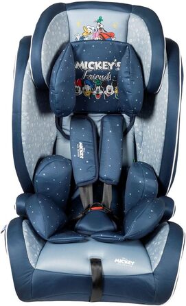 Автокрісло Disney Mickey Mouse з кріпленням ISOFIX для безпеки дитини зростом від 76 до 150 см з Міккі Маусом, Мінні Маус, Дональдом Даком, Плутоном і Гуфі на синьому тлі