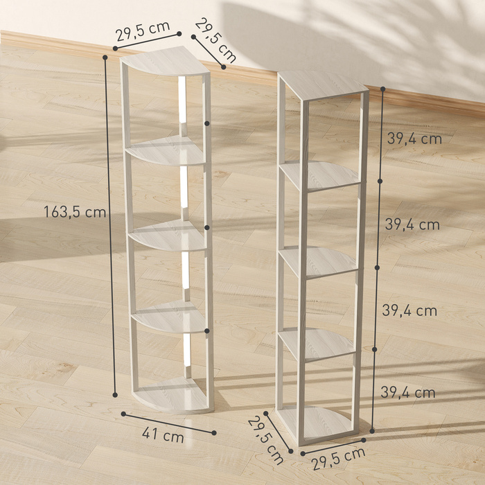 Світлодіодна настінна лампа-полиця з 4 ящиками, регульоване освітлення, тепле біле світло, колір дуб, розмір 41x30x164 см