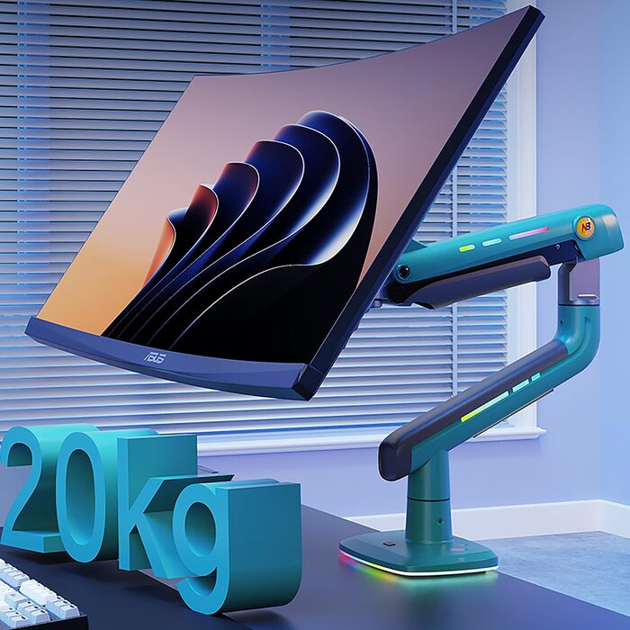 Кріплення для монітора NB Ergonomic для Ultrawide (60 дюймів), RGB, VESA 75/100, до 20 кг (зелене)