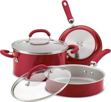 Набір посуду Rachael Ray Create Delicious з антипригарним покриттям (13 предметів, сірий з блиском)
