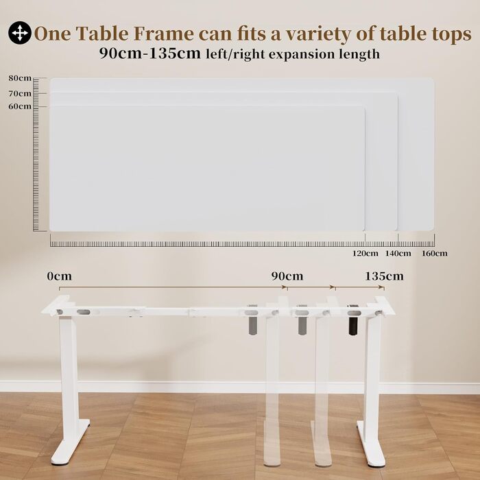 Електричний підйомний механізм для столу 2-рівневий з пам'яттю, регулювання висоти, ніжки для столу (Білий)