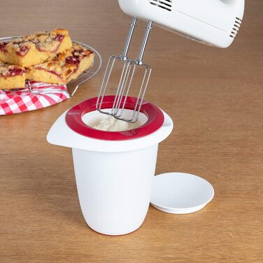 Набір для приготування та випічки Westmark Duo 4 предметів: каструля з кришкою 1 л, миска для замішування 3,5 л з кришкою, мірна склянка 1 л, лопатка для тіста, пластик/силікон, прозорий/білий/червоний/чорний