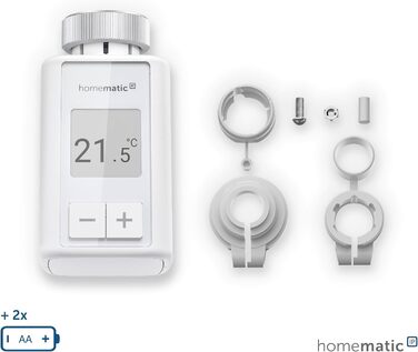 Homematic IP Термостат радіатора Smart Home – цифровий термостат для опалення з керуванням через додаток, сумісний з Alexa та Google Home, легка установка, енергозбереження (153412A3, окремо)