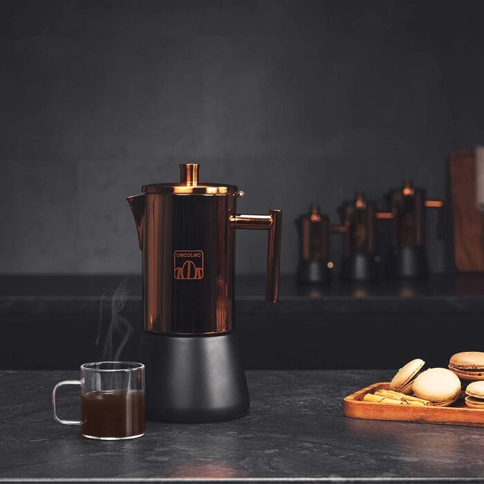 Кавоварка Cecotec Moking 1000 з нержавіючої сталі для газових, електричних та склокерамічних плит, 10 чашок, 27x14x12.5 см