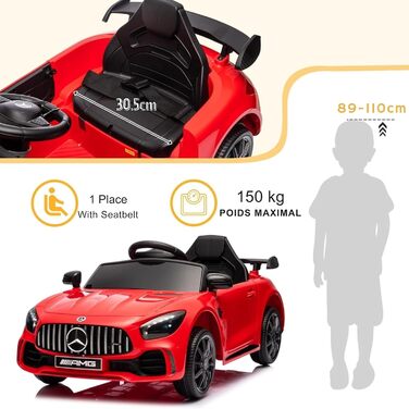 Дитячий електромобіль Mercedes Benz AMG LEADZM 12V, з пультом, MP3, музика, LED, червоний