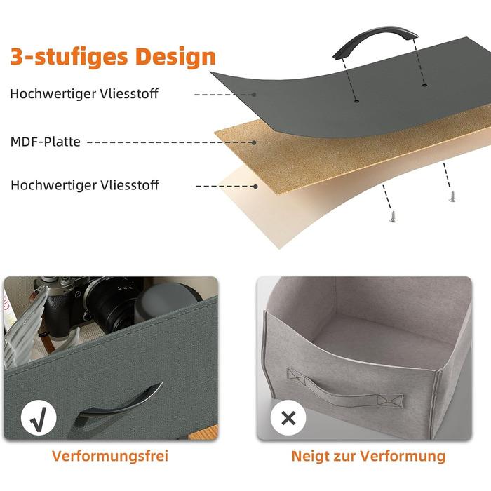 Комод з тканини з шухлядами, комод-шафа для спальні, вітальні, передпокою, 8 шухляд, білий (вугільно-сірий), 30T x 80B x 114.5H см