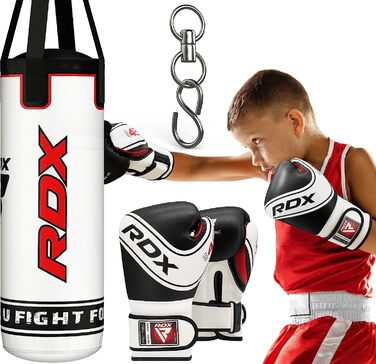 Дитяча боксерська груша RDX з рукавичками 6 унцій, набір важких дитячих боксерських сумок для кікбоксингу, шкіра Maya Hide Leather, MMA Boxing Muay Thai Martial Arts Тренування карате, Punchingsack Junior Gift