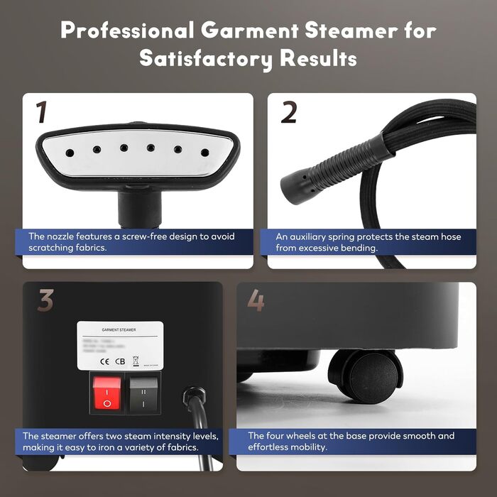 Вертикальний парогенератор CGOLDENWALL 2000W з ємністю 3.2L, швидкий нагрів за 45с, 2 режими прасування для всіх тканин, з аксесуарами та регулюванням висоти