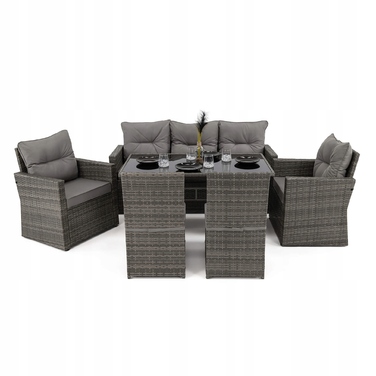 Комплект садових меблів із техноротанга EMWOmeble, сірий, 6 предметів