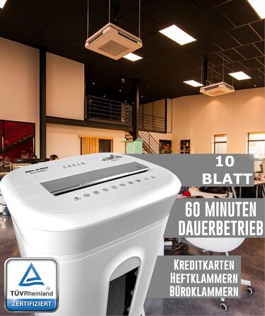 Професійний шредер для документів, безпека P5, 10 аркушів, леза для нищення, тихий, для офісу, нищення скріпок та степлерних скоб