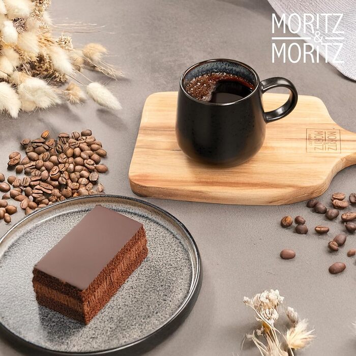 Набір посуду Moritz & Moritz SOLID 24 предмети для 6 осіб, кераміка, антрацит: обідні тарілки, глибокі тарілки, десертні тарілки, чашки з ручками