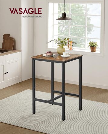 Столик барний VASAGLE, кухонний, для вітальні, 60x60x106 см, сталевий каркас, індустріальний дизайн, вінтажний колір, проста збірка LBT035K01