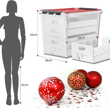 Коробка для зберігання новорічних кулі та прикрас з кришкою | Безпечне та стильне зберігання для Різдва | 61 літр | Без BPA | Набір 1 шт.