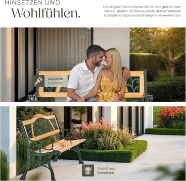 Тектайк (tectake) лавка для саду на 2 особи, дерев'яна, в стилі кантрі, 119,5 x 62 x 83 см, 'Міхаела'