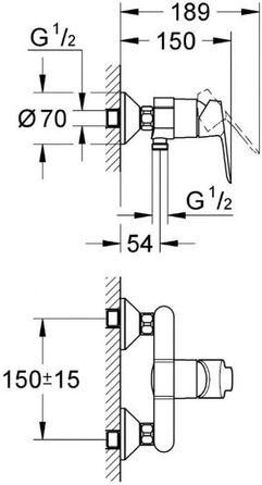Змішувач для ванни Grohe BauEdge, хром, з автоматичним перемиканням душ/ванна, 23334000