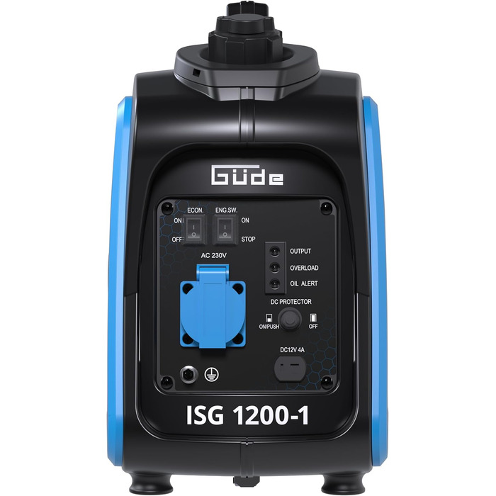 Güde Inverter Stromerzeuger ISG 2000-2: Інверторний генератор струму Güde ISG 2000-2 (2000 Вт, 4-тактний бензиновий двигун, 2.11/2.86 кВт, до 5.9 годин роботи, 4.1 л паливний бак, захист від перевантаження, ECO-режим, антивібраційні ніжки)
