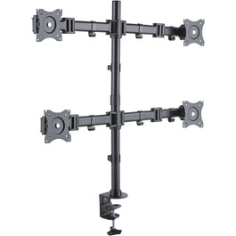 Кріплення для монітора PureMounts для 4 моніторів, 17-32 дюйми, до 8 кг, VESA 75/100, 360° оберт, регулювання висоти та нахилу, чорний