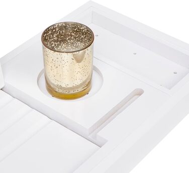 Підставка для ванни Deep Calm з бамбука - регульована, антиковзка, для книг, iPad, телефону, склянки, свічки (біла)