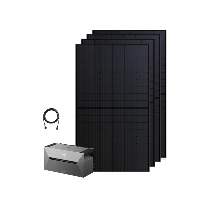 Anker SOLIX: сонячна електростанція для балкона (1780W, 3200Wh) з акумулятором Solarbank 2 E1600 Pro (1600Wh) та розширенням BP1600 (1600Wh), 4 панелі RS40T (445W), кріплення для землі, 4 MPPT, 1000W AC, Plug&Play