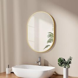 Дзеркало овальне EMKE Badspiegel Oval 45x60 см з золотим обрамленням для ванної кімнати