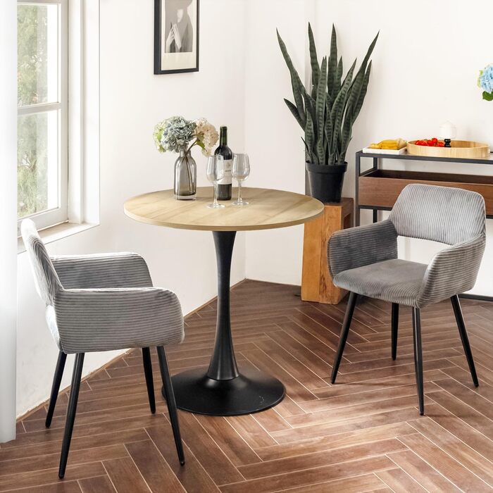 Крісла для їдальні Cosy (2 шт.) - стільці для кухні, вітальні з м'яким сидінням та металевими ніжками, 56x56x78 см (Сірий)