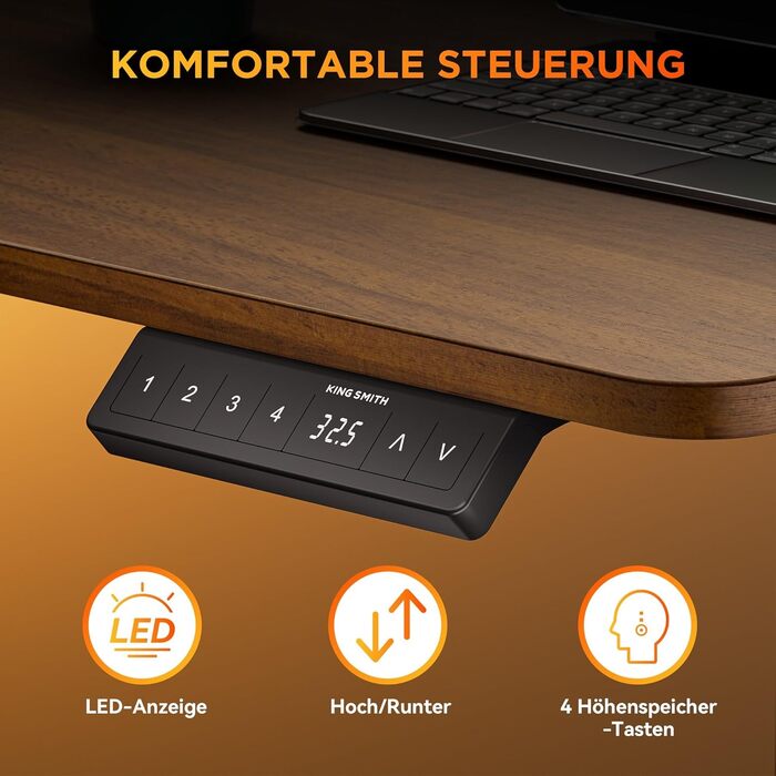 Регульований кутовий стіл L-подібної форми, електричний, 160 x 140 см. З 3 висувними ящиками, для офісу, геймінгу. Чорний горіх.