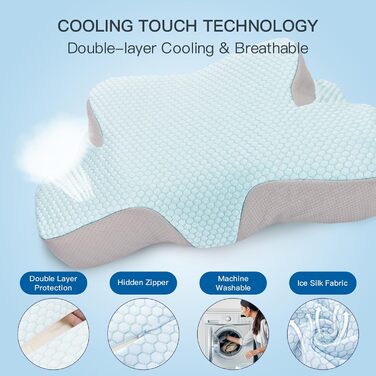Подушка для шиї FEELIKEY з Memory Foam: охолоджуюча подушка для шийного відділу хребта та болю в плечах - ергономічна ортопедична подушка для сну на боці, спині та животі