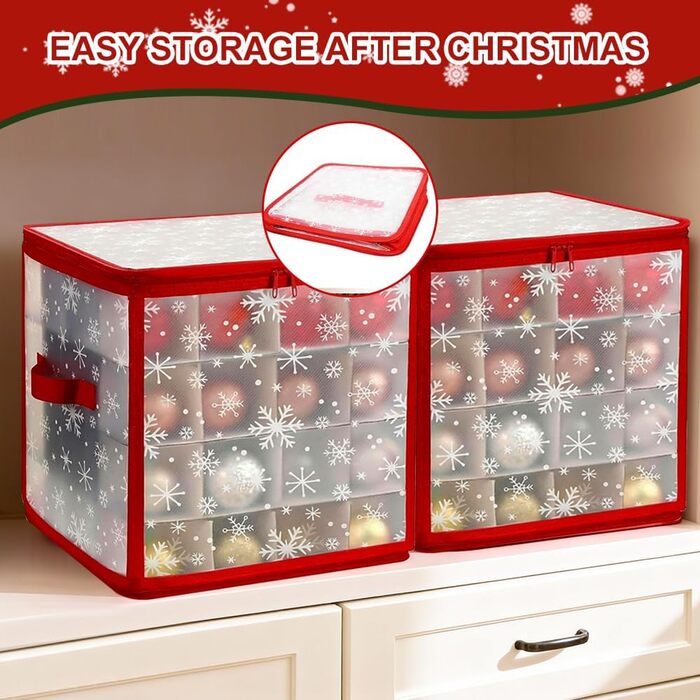 Коробка для зберігання ялинкових прикрас (64 шт.) з 4 рівнями, 30x30x30 см