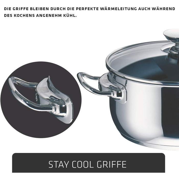 Каструля Berndes Injoy Special Edition 20 см, нержавіюча сталь, для всіх плит, з кришкою