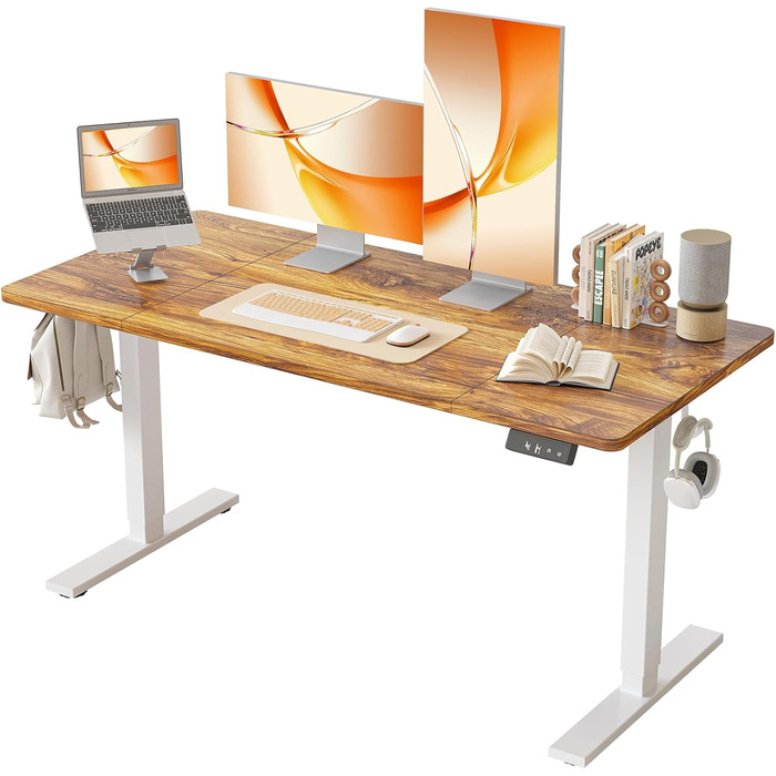 Регульований стіл BEXEVUE 120x60 см, електричний, з пам'яттю, для комп'ютера, білий
