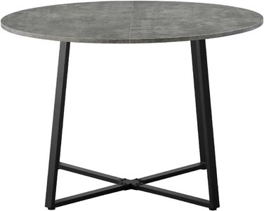 Стіл обідній DUBI Möbel NOA, круглий 110x110 см, для кухні/їдальні, індустріальний дизайн, колір бетону, 11216-US-BETO