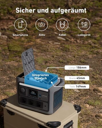 Anker SOLIX Портативна електростанція, 1200W (1600W пікова потужність), 768Wh LiFePO4 акумулятор, для кемпінгу, подорожей, RV, резервне живлення (сонячна панель опційно)