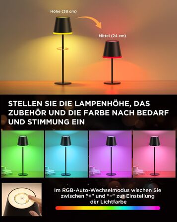 LED-лампа NIBSHOOM настільна бездротова диммируемая, 5200mAh, RGB, IP54, 2 шт.