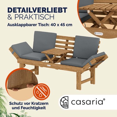 Садова лавка 200x45x76см акацієва деревина FSC-сертифікований® кабріолет