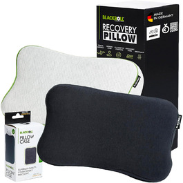 BLACKROLL® Recovery Pillow Set Jersey Anthrazit: ергономічна подушка для шиї та голови з Memory Foam, комплект з додатковим чохлом. Виготовлено в Німеччині. Подушка та чохол антрацитового кольору.