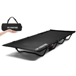 Польове ліжко для кемпінгу Ultraleicht, складане розкладне ліжко для відпочинку на природі та дому, максимальне навантаження 160 кг, чорне