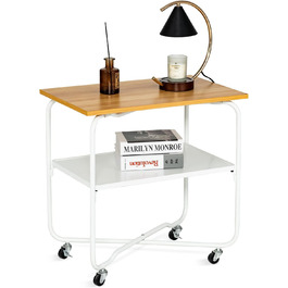 Журнальний столик COSTWAY з коліщатками, сервірувальний візок 60x40x61см, журнальний столик з дерев'яною полицею та металевим каркасом, мобільний диванний стіл для кухні, вітальні
