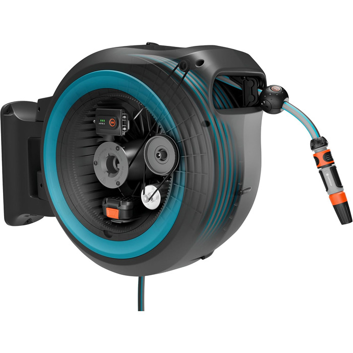 Gardena PowerRoll XXL Solo: Автоматичний шланг-намотувач 40м з акумулятором, бірюзовий (18645-55)