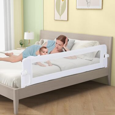 Захисний бортик для ліжка дитячого DREAMADE 150 см, білий - запобігає випаданню, PP та Oxford