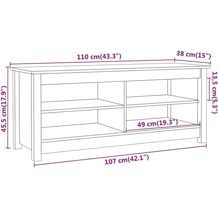 Підставка для взуття 70x38x45,5 см сосна (110x38x45,5 см, медовий коричневий)