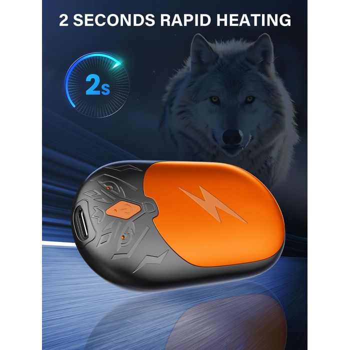 Електричні грілки для рук 2 шт. - легкі, перезаряджувані, з 3 режимами нагріву, до 24 годин роботи, USB, для активного відпочинку взимку (Оранжевий)