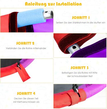 Шоукель-гніздо COSTWAY з подушкою та ручками, дитяча гойдалка з регульованим тросом 100-180 см, вантажопідйомність до 150 кг для дітей та дорослих, для використання в приміщенні та на вулиці, кольорова