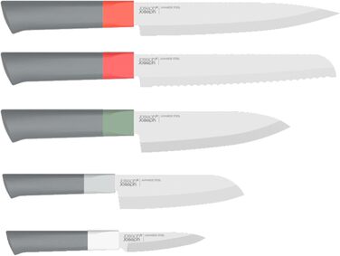 Набір ножів Joseph Joseph 5 шт. з нержавіючої сталі, червоний/сірий