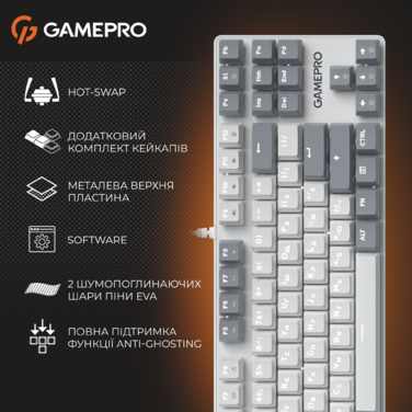 Дротова механічна клавіатура GamePro Genesis Metallic (MK110W) 87% Red switches
