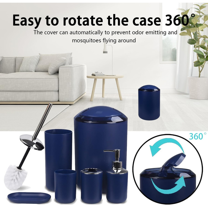 CERBIOR Набір аксесуарів для ванної кімнати, 6 шт. (Морська блакить): мильниця, тримач для зубних щіток, стаканчик для щіток, мильниця для раковини. Ідеальний подарунок на новосілля.