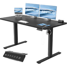 Регульований стіл JUMMICO з USB-портом для зарядки, електричний, 120 x 60 см (Чорний)