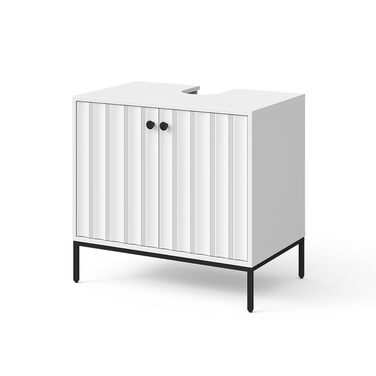 Підставка під раковину Vicco Eliza, 70x63 см, 2 дверцята, для зберігання аксесуарів та косметики (білий рифлений)