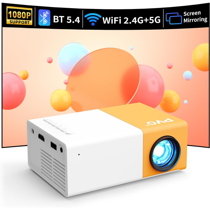 Міні-проектор PVO YG300ProMax: портативний, для мультфільмів, дитячий подарунок, для кінотеатру вдома, LED відеопроектор з можливістю підключення через кабель