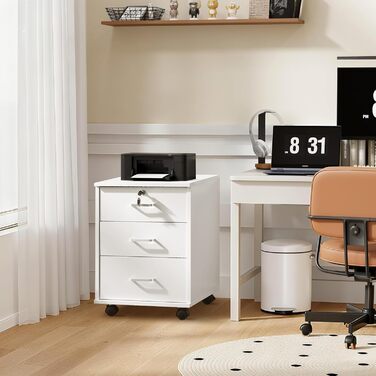 Тумба для документів TUKAILAI на коліщатках, 3 висувні ящики, білий колір, 2 шт.